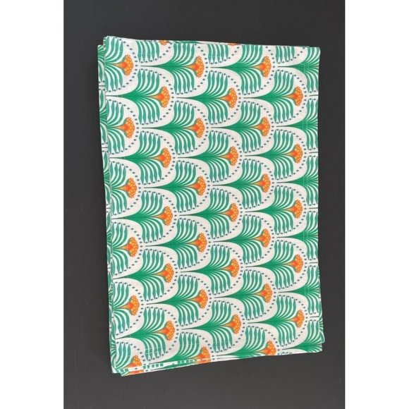 Art Deco Spoonflower Orange Flower Green Leaves By groundnut_apiary Set Of (6) - Picture 1 of 10